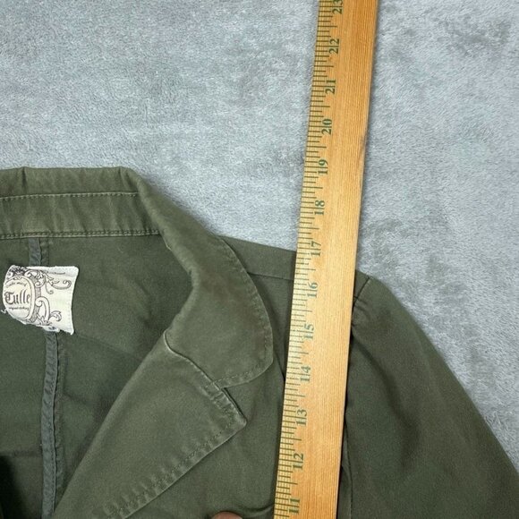 Tulle Anthropologie Womens Green Crop Jacket Medium Button Front Cotton a0772 - Picture 2 of 7